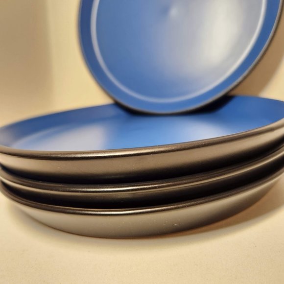 NEW Stone Lain 4 Piece Stoneware Salad Plate Replacement Set Blue and Black - Picture 4 of 7